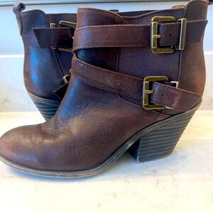 Sole Society Brown Buckle Booties